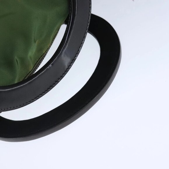 PRADA Hand Bag Nylon leather 2way Khaki Dark Brown Silver Auth 102248 - Picture 8 of 16